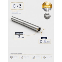 Paslanmaz Boru - 16 X 2mm - Boy 1 Metre - Krom Çelik