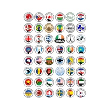 48 Adet Travel Pul Seyahat Ülkeler Sticker Seti - Etiket Seti Scrapbook Bullet Journal Çok Renkli