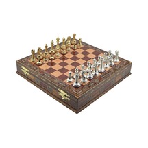 Metal Satranç Takımı/seti Büyük,klasik,parlak,gül,sandıklı Masif Ahşap Satranç Tahtası