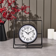 Metal Dikdörtgen Yuvarlak Masa Saati - 24 Cm Çok Renkli