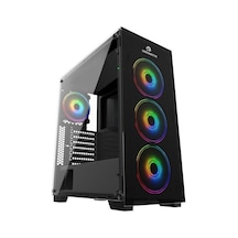 GameBooster GB-PE05B 600 W 80+ USB 3.0 Full Siyah Tempered Glass RGB Fanlı Kasa
