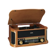 Lenco TCD-2551WD Ahşap Retro Bluetooth USB FM Radyo CD Kaset Özellikli Pikap