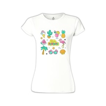 Hello Summer Beyaz Kadın Tshirt 001
