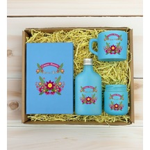 Bk Gift Kişiye Özel İsimli Dtf Anne Temalı Turkuaz Defter & Kahve Fincanı & Kolonya & Mum Hediye Seti-6, Anneye Hediye, Anneler Günü Hediyesi Kobitmey