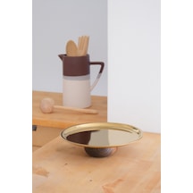 Ahşap Tabanlı Gold 23 Cm Yuvarlak Servis/sunum Tabak Dekoratif Stand Gold - 674339525 Gold
