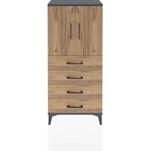 Arges Dolap 2 Raflı 4 Çekmeceli 2 Kapaklı 60x30x134 Antrasit-çam Antrasit