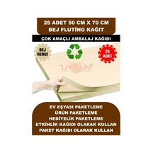 25 Adet 50cm X 70cm 100 Gr. Fluting Bej Ambalaj Kağıdı, Çeyiz Ev Eşyası Hediye Ürün Paketleme, Çocuk Etkinlikleri