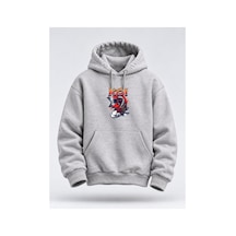 North Whiskers Koi Fish Baskılı Unisex Hoodie Japon Streetwear Kapüşonlu Sweatshirt Gri - 930002597 Gri - 930002597 Gri