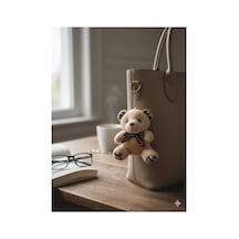 Şişme Ayıcık Anahtarlık Aksesuar Sütlü Kahve 13cm Bej - 825484450 Bej