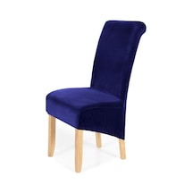 Jms Lacivert Streç Kadife Çıkarılabilir Yıkanabilir Büyük Yumuşak Yemek Sandalyesi Slipcovers Kapakları