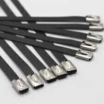 Paslanmaz Çelik Kablo Bağı Cırt Kelepçe 7,9x300 Siyah 304 Kalite Polyester Kaplı Tork 100 'lü Paket