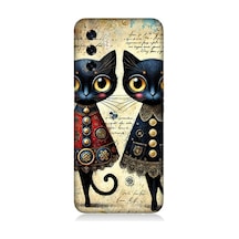 Reeder P13 Blue 2022 Uyumlu Dantel Elbiseli Kedi Dostluğu Desenli Silikon Kılıf Çok Renkli