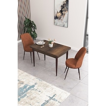 Canisa Concept Nil Serisi 70x110 Sabit Mutfak Masası Takımı Barok Desen Masa 2 Kiremit Sandalye Kiremit Sandalyeler Barok Masa