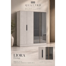 Liora 4 Kapaklı Aynalı Genç Odası Dolabı Beyaz