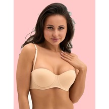 Mistirik Lenola Model Push Up Etkili Destekli Premium Balenli Sarkma Önleyici Büstiyer Ten Renk Ten