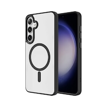 Galaxy Uyumlu S25 Plus Kılıf Magsafe Şarj Özellikli Klfs Krom Magsafe Silikon Kapak - Siyah Siyah