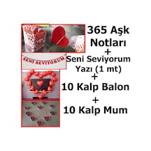 Evlilik Teklifi Sevgiliye 365 Aşk Notları, Kalp mum, balon + Yazı