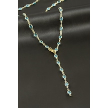 Oval - 790 - Zirkon Taşlı Çelik - Spt-gld - Y Kolye-mor Çok renkli