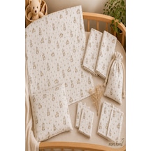 More Home Bebek Müslin Bez Battaniye Set 7 Parça Tavşanlı Bej