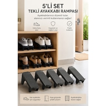 Tekli Ayakkabı Rampası Düzenleyici 5'li - Dolap İçi Ayakkabı Organizer Siyah