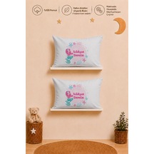 İsme Özel Kız Bebek 2'li Yastık Kılıfı 35x45 Cm %100 Pamuk Organik Baskılı İsimli Bebek Hediyesi 2073y2