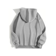 Barlashive Erkek 3 İplik Pamuklu Kapüşonlu Kanguru Cepli Sweatshirt Hoodie - Boyalı Gri Çok Renkli