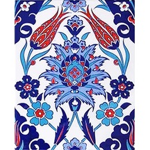 Armada Çini 20X25 CM Ac 1004 Kırmızı Laleli Kütahya Çini Seramik