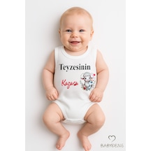 Babyden's Teyzesinin Kuzusu Yazılı Kolsuz Bebek Body %100 Pamuk,çıtçıtlı Yazlık Zıbın,sevimli Kuzu Baskılı Beyaz