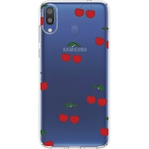 Samsung Galaxy M20 Uyumlu Kirazlar Tasarımlı Baskılı Silikon Kılıf Renkli