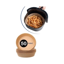 50 Adet Air Fryer Pişirme Kağıdı Tek Kullanımlık Hava Fritöz Yağ Geçirmez Yapışmaz Tabak Model Kahverengi