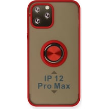Apple Uyumlu iPhone 12 Pro Kılıf Montreal Yüzüklü Silikon Kapak Kırmızı,