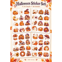 Halloween Sticker Seti 4 A5 Sayfa 48 Adet Ajanda Ve Defter Süsleme Çok Renkli
