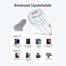 Bx-ccp36wt 38w Type-c Pd 20w Ve Usb-a Qc 3.0 18w Çift Portlu Led Işıklı Araç Şarj Cihazı Beyaz 15/14/13/12/11/x/, İpad, Galaxy S24/s23/s22/s21/s20 Ve Daha Fazlasıyla Uyumlu Bxccp36wt