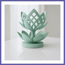 Bezos 3d Baskı Lotus Çiçeği Mumluk - Dekoratif Tealight Mumluk-mint Nıda