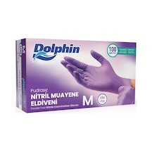 Dolphin Tek Kullanımlık Lila Nitril Eldiven - Muayne Eldiveni Medium Orta Boy - 100'lü Paket