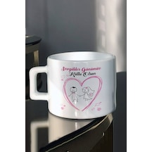 Sevgililer Günümüz Kutlu Olsun Sevgiliye Hediye Tek Balonlu Baskılı Çay-Kahve Fincan