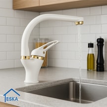 Eshome Beyaz Gold Banyo Lavabo Bataryası Musluğu Çeşmesi Diğer