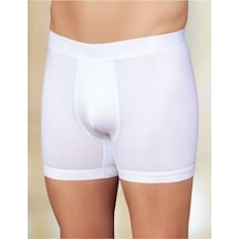 Erkek Likralı Boxer Beyaz 6'lı Paket Yazılı Torbalı Boxer Me031 Beyaz
