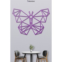 Geometrik Kelebek - Metal Duvar Tablosu - Mor - 21 X 30 Cm
