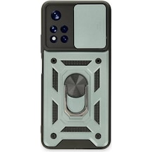 Newface Xiaomi Redmi Note 11t Kılıf Pars Lens Yüzüklü Silikon - Yeşil