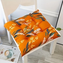 Topshop1 Beyaz Turuncu Desenli Ultra Yumuşak Ofis Koltuğu Minderi Beyaz Turuncu