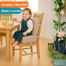 Miralay Bebekler ve Çocuklar İçin Sandalye Yükseltici Mama Sandalyesi Minderi Bej