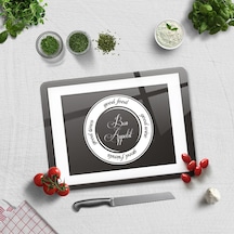 Decorita Cam Kesme Tahtası | Good Food - Siyah Fon | 30x40cm