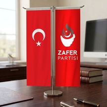 Zafer Partisi Kırmızı Ve Türk Bayrağı Kırlangıç T Tipi Masa Bayrak Takımı Diğer