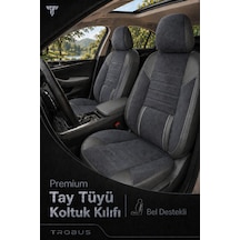 Mercedes A 2012+ Uyumlu Nova Serisi Tay Tüyü Bel Destekli Füme Siyah Premium Koltuk Kılıfı