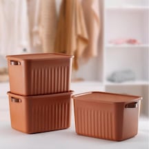 1 Adet Düzenleyici Kapaklı Kutu, Dekoratif Saklama Kutusu, Organizer 35cm 25cm 22cm Kremit 15 Litre Diğer