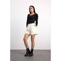 40407-73213 Kadın Gabardin Şort 40407-73213 Ekru