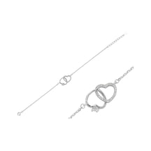 Tektaş Kalp Bileklik 22 Cm.-Gümüş