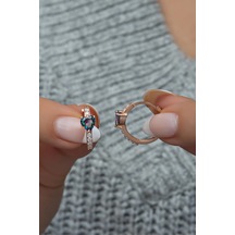 925 Ayar Gümüş 15 Mm Mistik Topaz Taşlı Kalpli Tamtur Küpe Pembe Altın