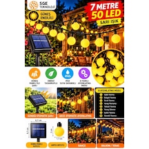MİGHTY GÜNEŞ ENERJİLİ 7 METRE 50 LED SARI YILBAŞI ÇAM AĞACI BAHÇE